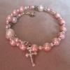 Pink hemalyke with pearl Paters and sterling silver cross.